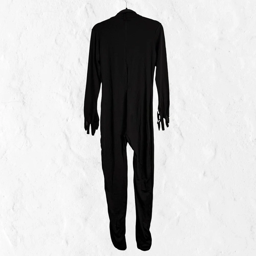 Spooktacular Creations Skeleton Jumpsuit Kids XL 12-14 Black Halloween Costume
